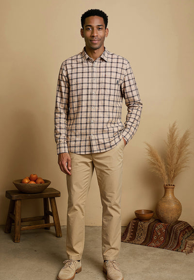 Chemise homme grise quadrillée