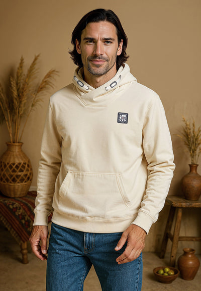 Sweatshirt homme beige avec poche kangourou