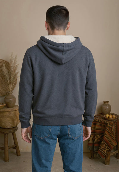 Sweatshirt homme bleu marine zippé avec capuche