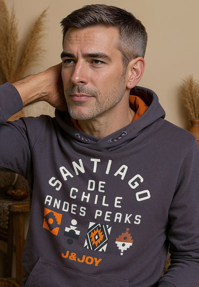 T-shirt homme manches longues bleu marine avec impression Santiago