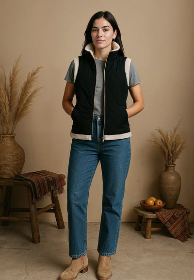 Veste femme sans manches avec intérieur en polaire