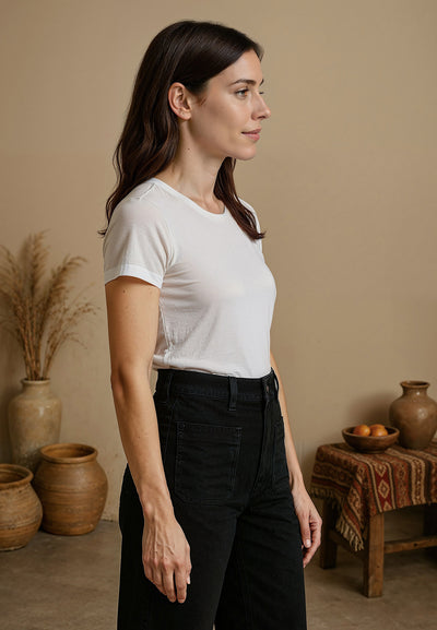 Pantalon femme bleu marine avec poches parallèles