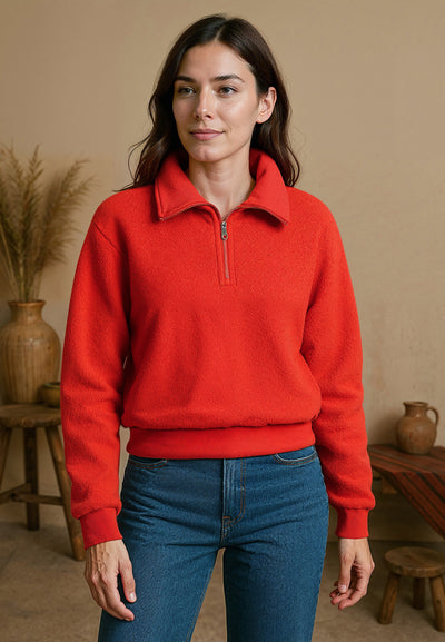 Polar femme orange avec col tombant zippé