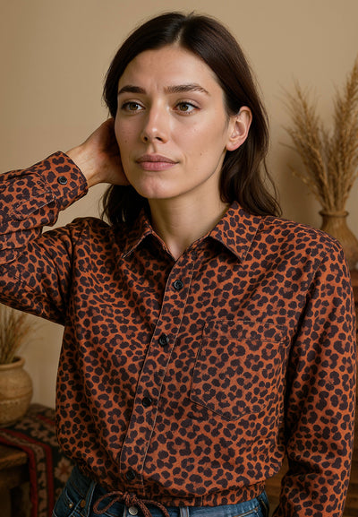 Chemisier femme léopard avec poches
