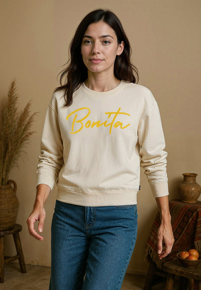 Sweatshirt femme beige avec épaulettes Bonita