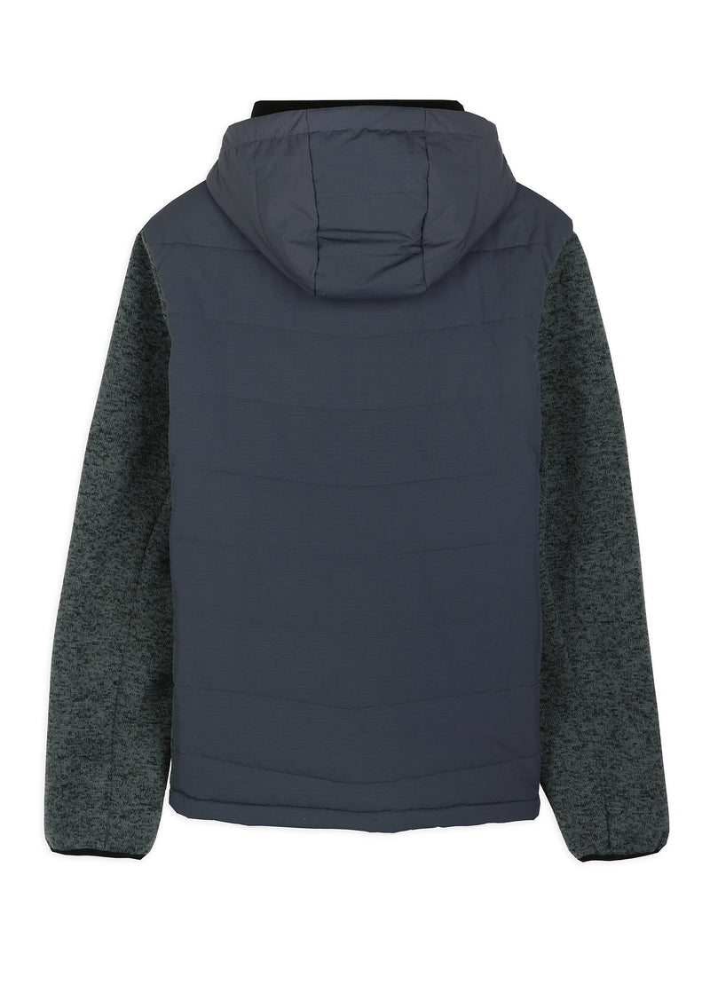 Veste homme bi-matière capuche gris ardoise - packshot back