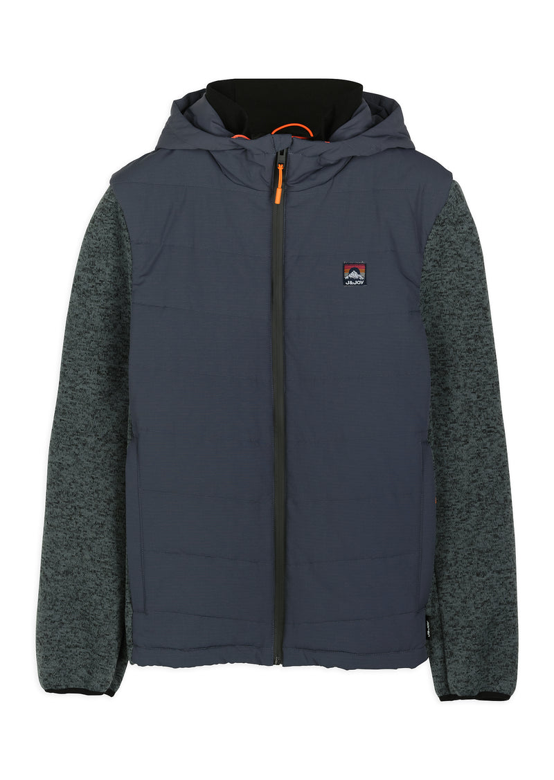 Veste homme bi-matière capuche gris ardoise - packshot front