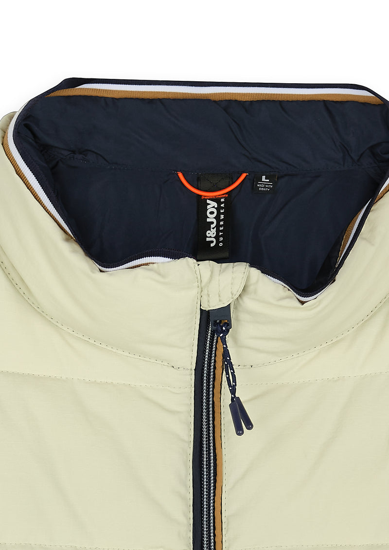 Doudoune homme légère col montant écru - packshot front-detail-1