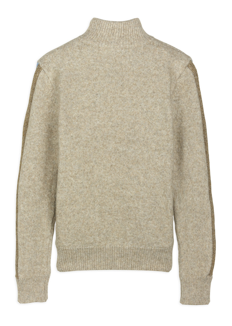 Gilet homme zippé laine chinée écru - packshot back