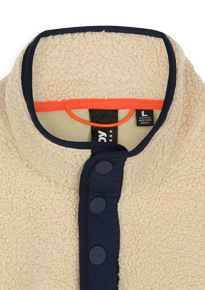 Polaire homme sherpa écru poche contrastée - packshot front-detail-1