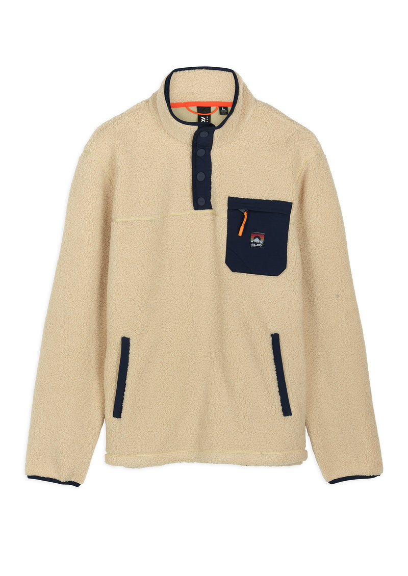 Polaire homme sherpa écru poche contrastée - packshot front