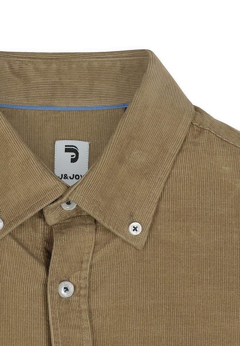 Chemise homme velours côtelé camel - packshot front-detail-1