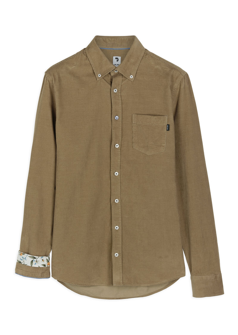 Chemise homme velours côtelé camel - packshot front