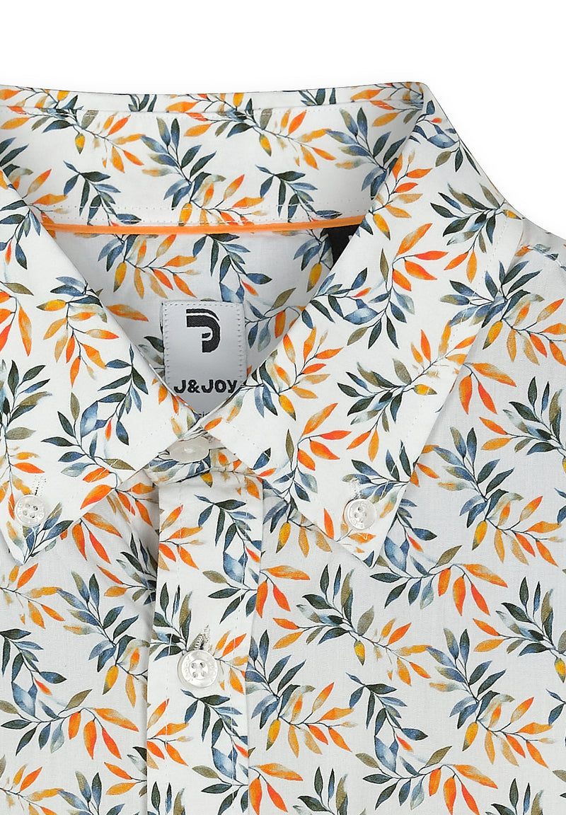 Chemise homme imprimé feuillage blanc - packshot front-detail-1