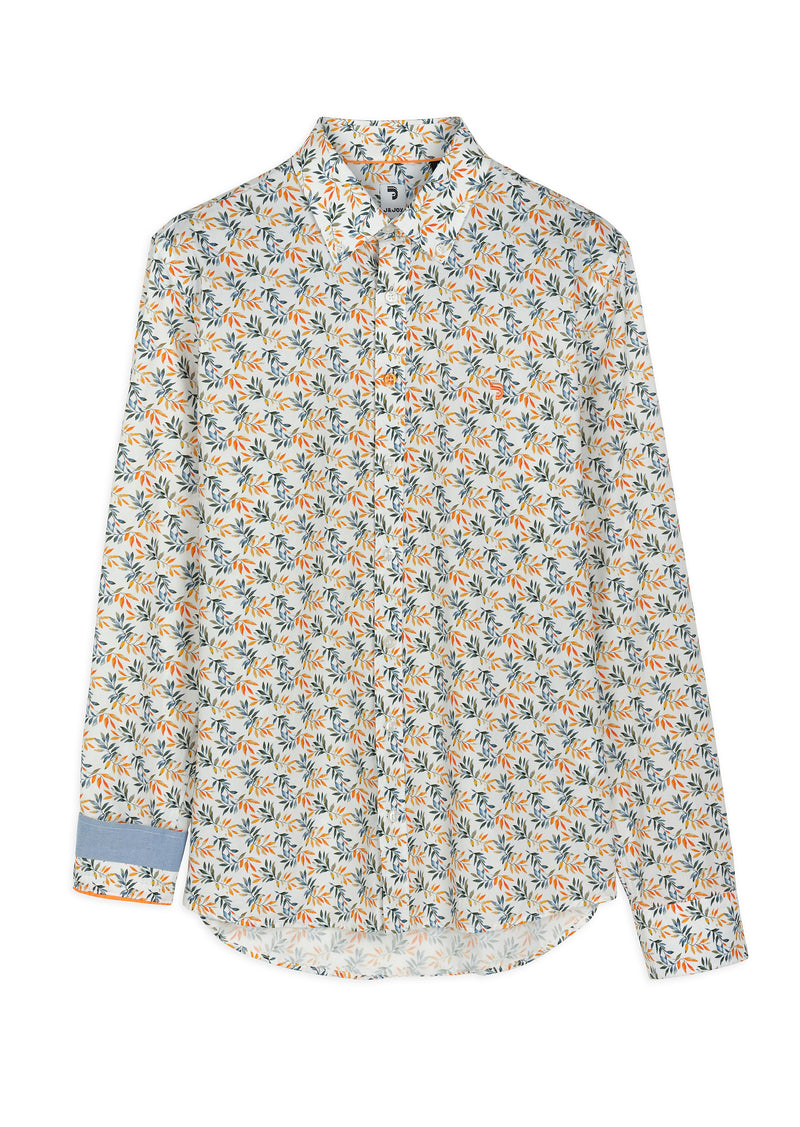 Chemise homme imprimé feuillage blanc - packshot front