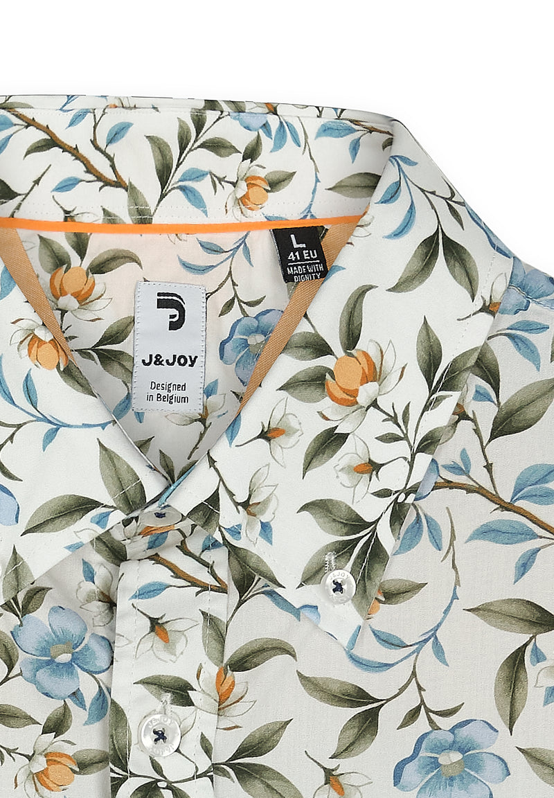 Chemise homme imprimé floral bleu et kaki - packshot front-detail-1
