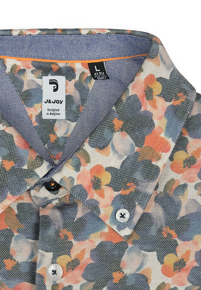 Chemise homme imprimé aquarelle terracotta - packshot front-detail-1