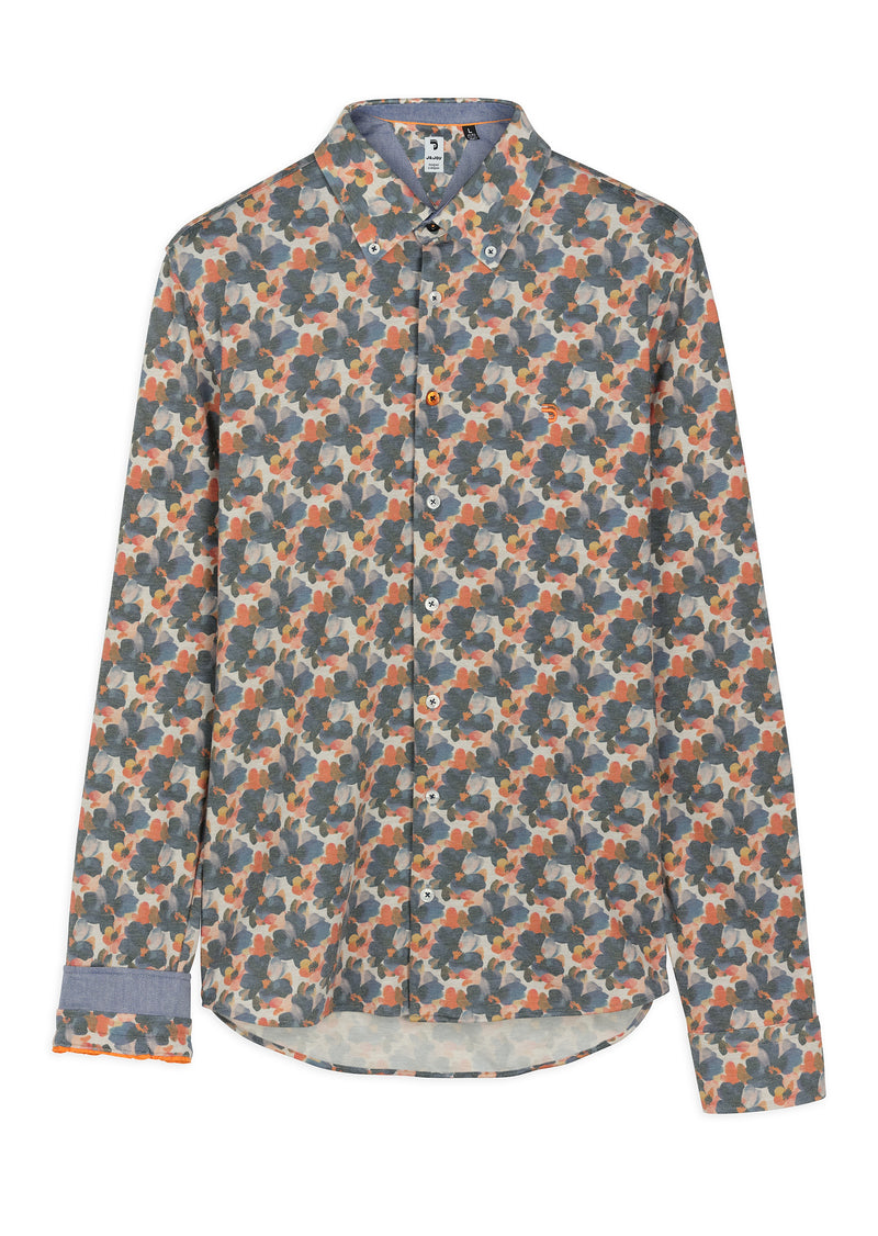 Chemise homme imprimé aquarelle terracotta - packshot front