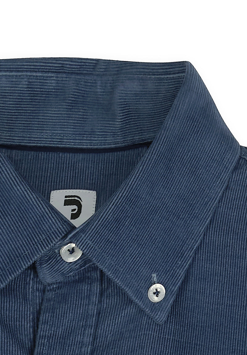 Chemise homme velours côtelé bleu ardoise - packshot front-detail-1