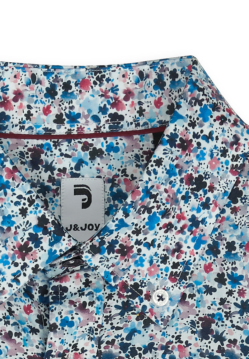 Chemise homme imprimé mille-fleurs bleu - packshot front-detail-1