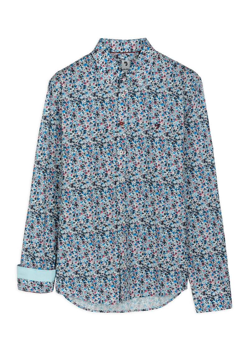 Chemise homme imprimé mille-fleurs bleu - packshot front