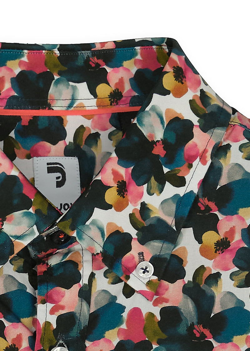 Chemise homme imprimé floral rose et pétrole - packshot front-detail-1