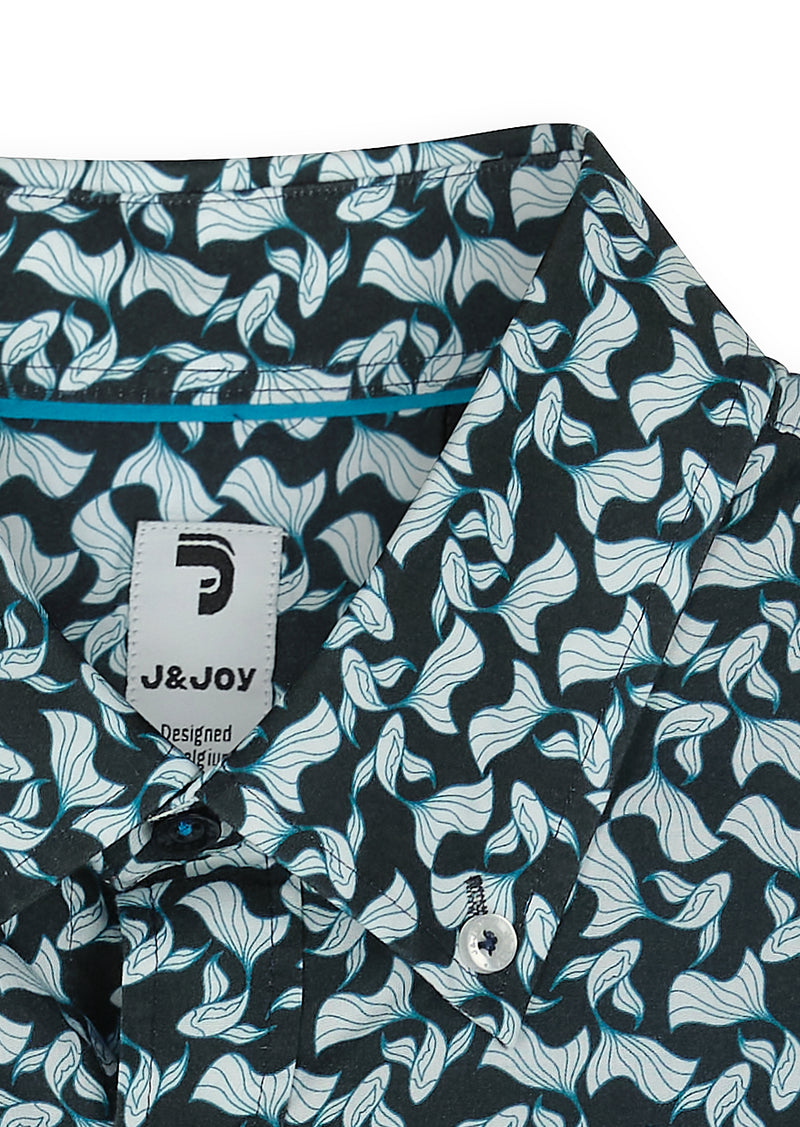 Chemise homme imprimé graphique vert foncé - packshot front-detail-1
