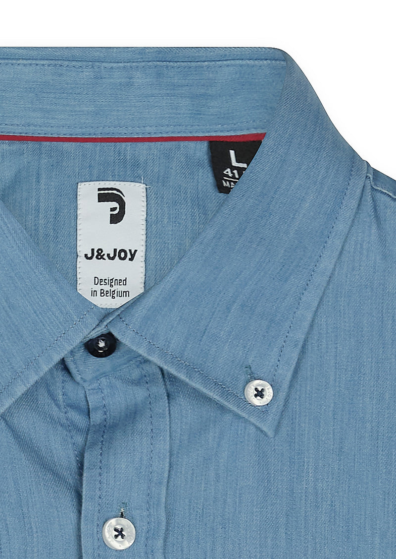 Chemise Isle of Man chambray brodée Bleu Homme - packshot front-detail-1