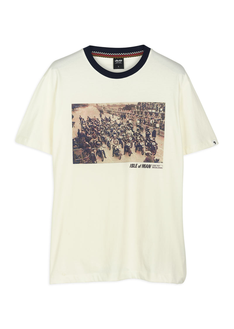 T-shirt Isle of Man photo vintage Écru Homme - packshot front