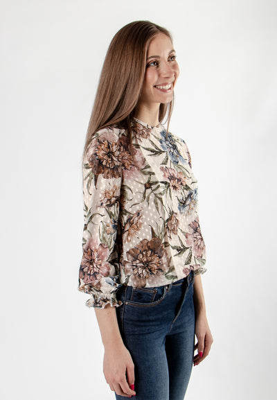 Women's classic cut blouse with floral print