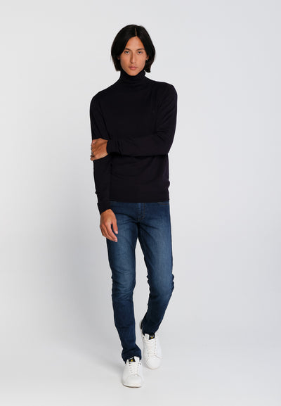 Essentials men's blue cotton turtleneck sweater