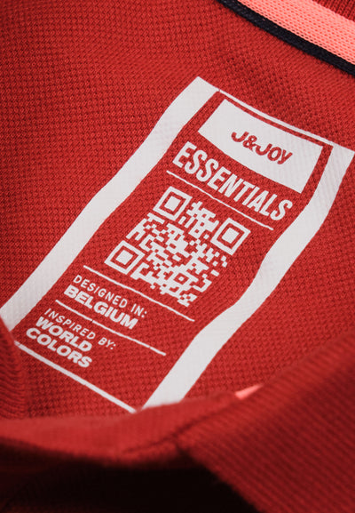 Essentials men's brick red straight cut cotton polo shirt