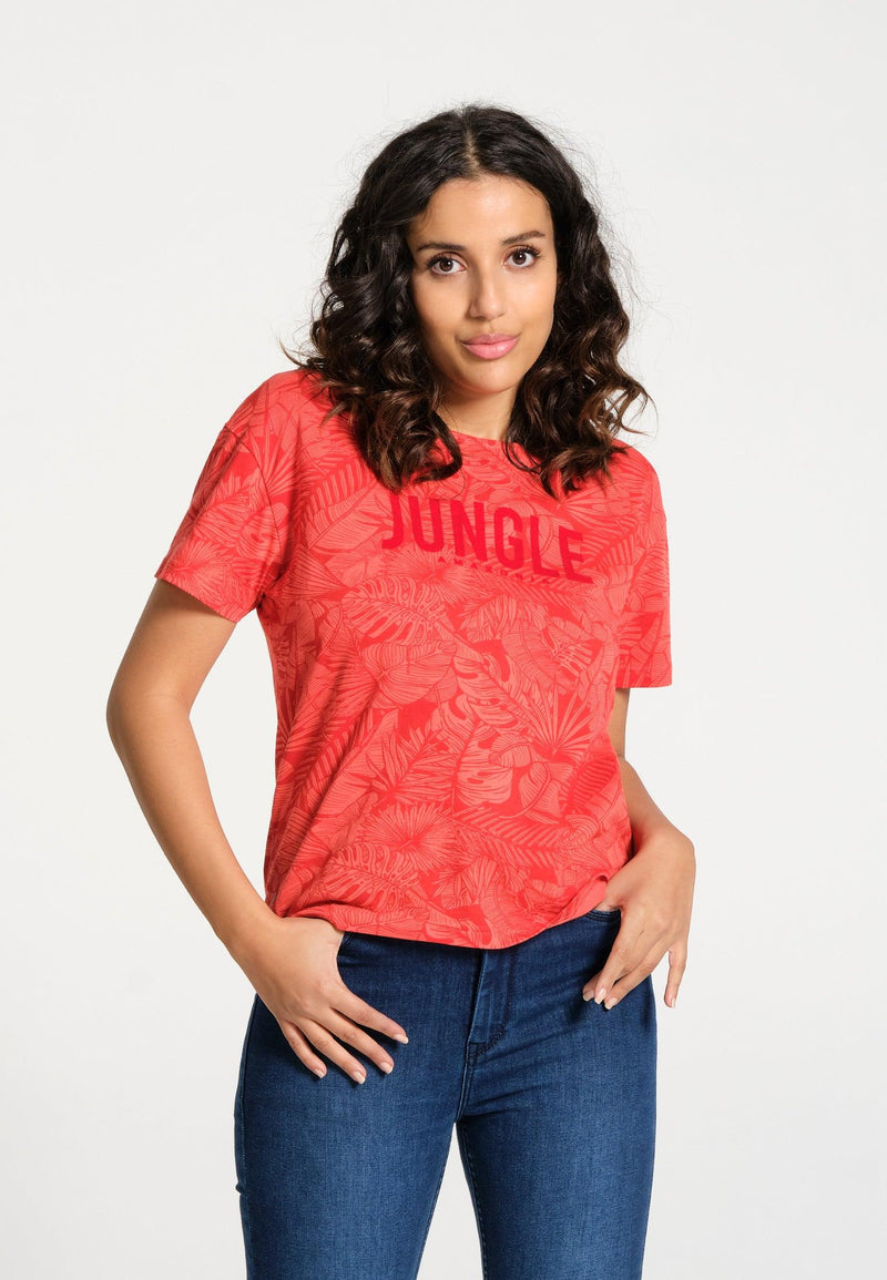 T-Shirt Femme 02 Selva Hot Coral Jungle | J&JOY.