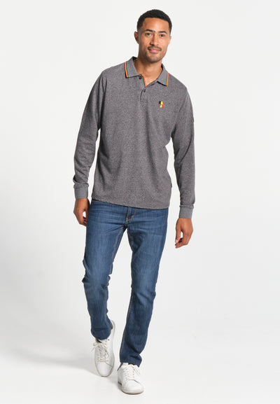 Men's long-sleeved polo shirt with Belgium logo on the back