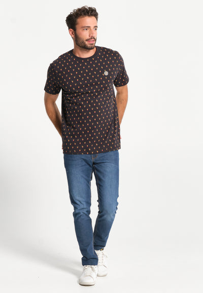 Black men's t-shirt with french fries pattern