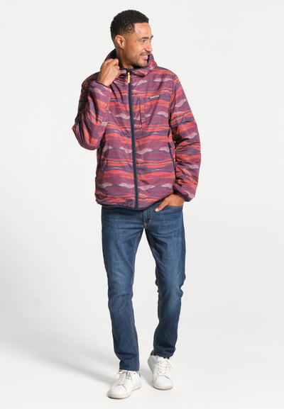 Reversible navy blue and burgundy striped men's jacket