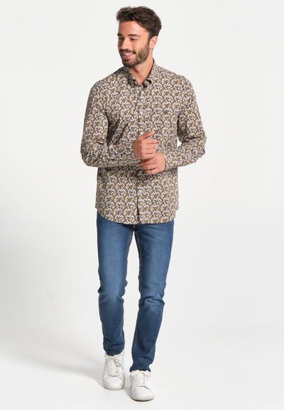 Men's shirt with beige floral print