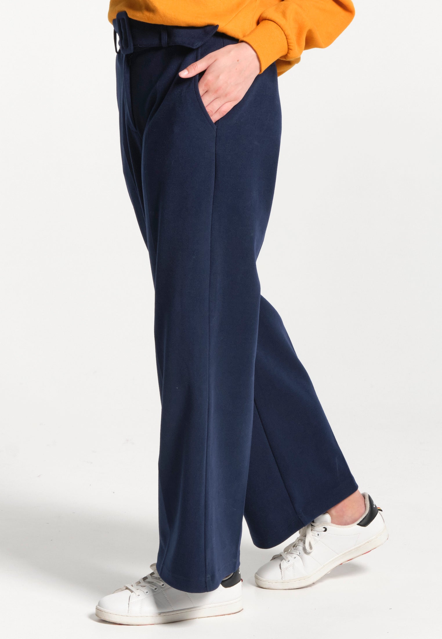 Pantalon femme bleu marine slim coupe confort - 20785
