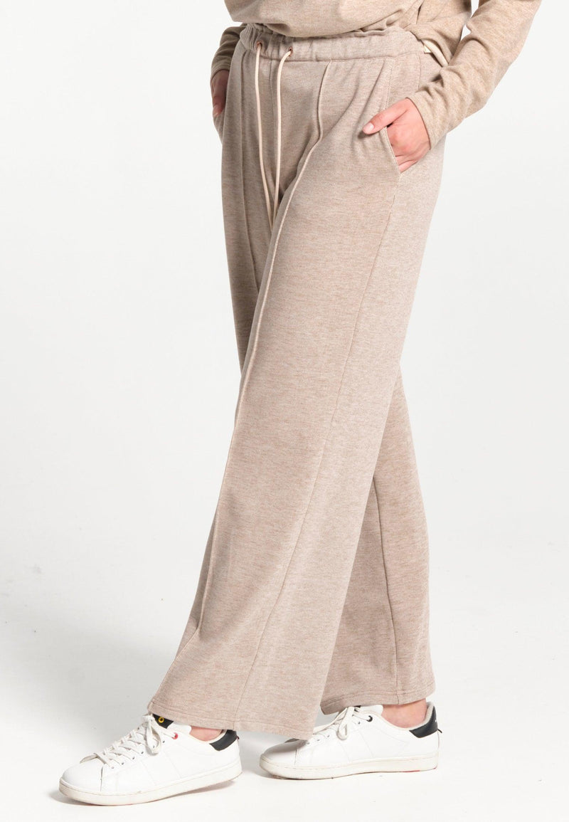Pantalon femme évasé beige