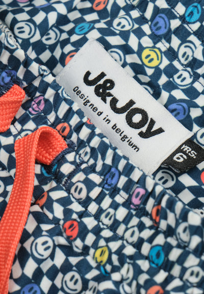 Boy's swimsuit with smiley and checkerboard print