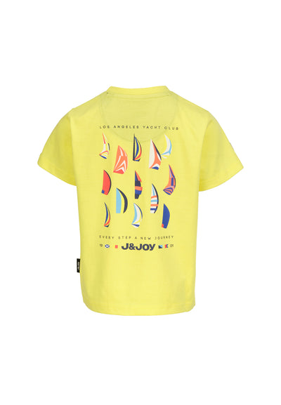 Geel T-shirt voor jongens met rugmotief
