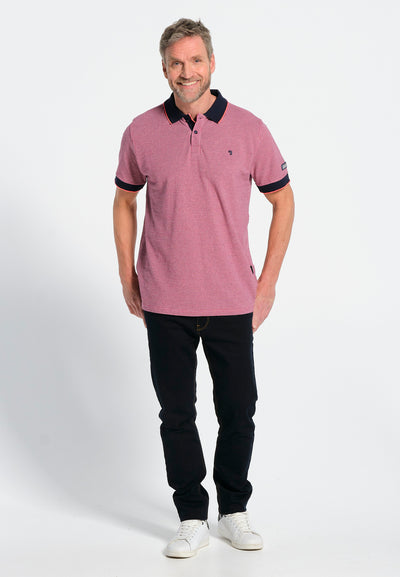 Men's burgundy cotton polo shirt with back pattern