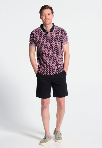 Men's navy blue polo shirt, starfish print