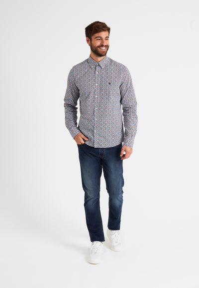 Men's long-sleeved shirt, diamond print