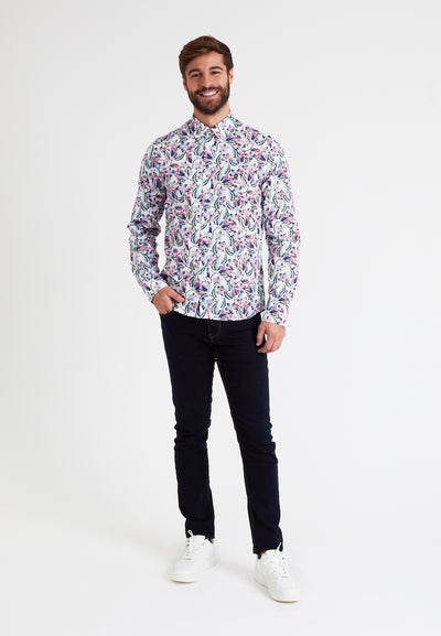 Men's long-sleeved shirt, floral print
