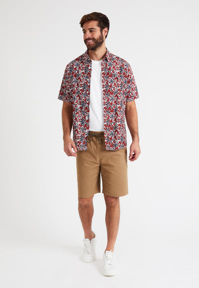 Men's shirt, palm tree print, buttoned collar
