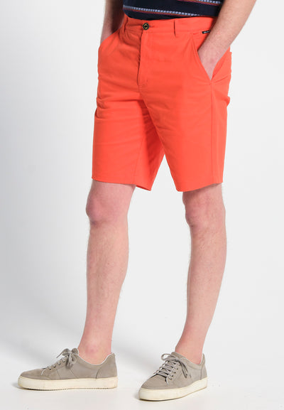 Short chino homme en coton stretch orange