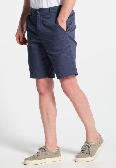 Men's chino shorts in dark blue stretch cotton