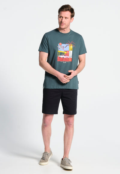 Green men's T-Shirt, front pattern