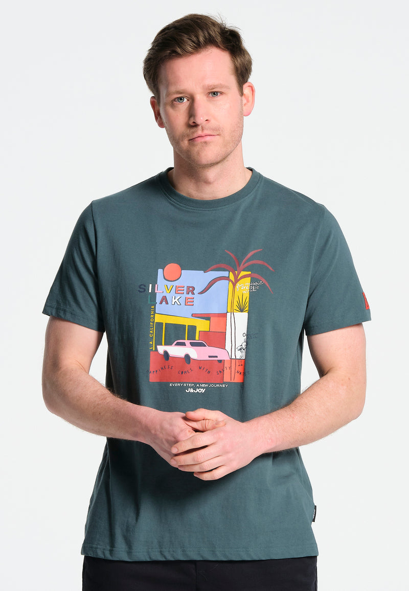 T-shirt imprimé voiture écru homme - DistriCenter